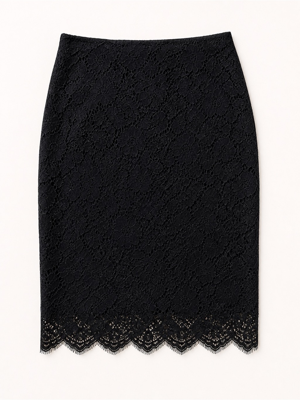Black Lace Pencil Skirt - Size L